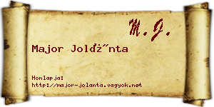 Major Jolánta névjegykártya